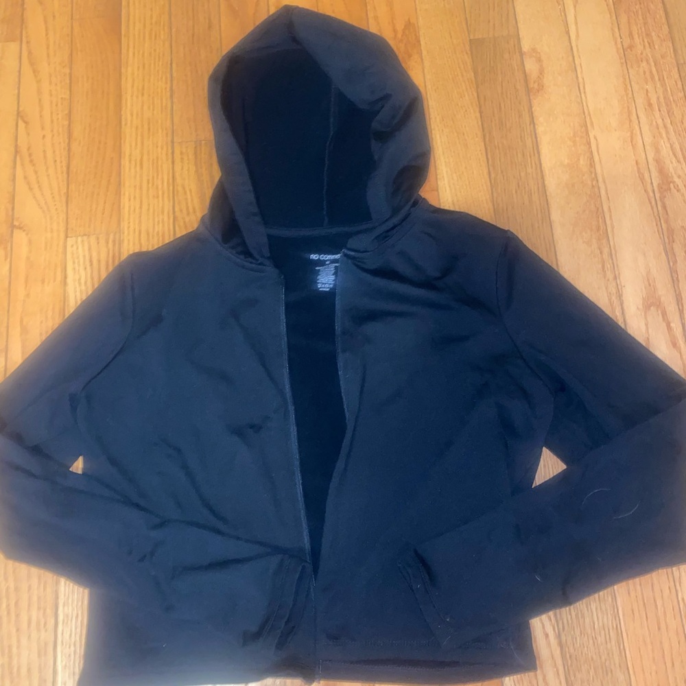 Black Cropped Hoodie Jacket